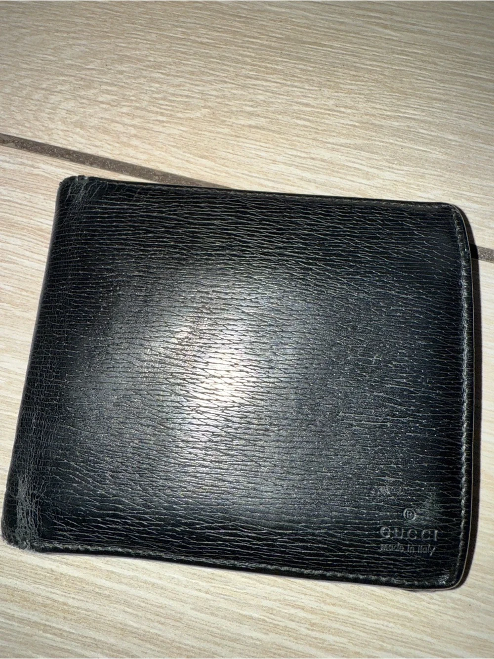 PRELOVED Gucci Black Leather Men's Bi-Fold Wallet